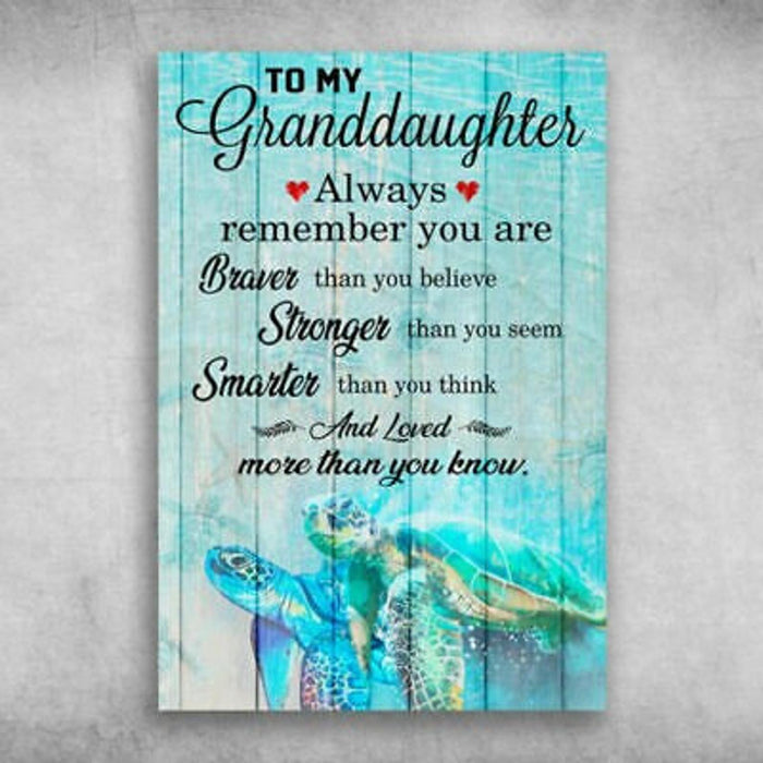Personalized To My Granddaughter And Loved More Than You Know 0.7 In Framed Canvas Gifts From Grandparent Turtle Lover Home Decor Autumn Decor Customized Name Canvas Gifts For Christmas Thanksgiving