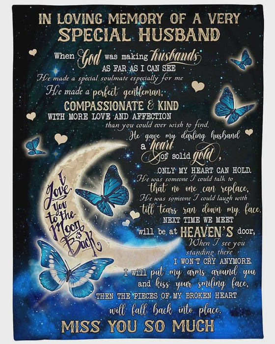To My Husband Butterflies Fleece Blanket He Made A Perfect Gentleman Great Customized Blanket For Husband In The Heaven