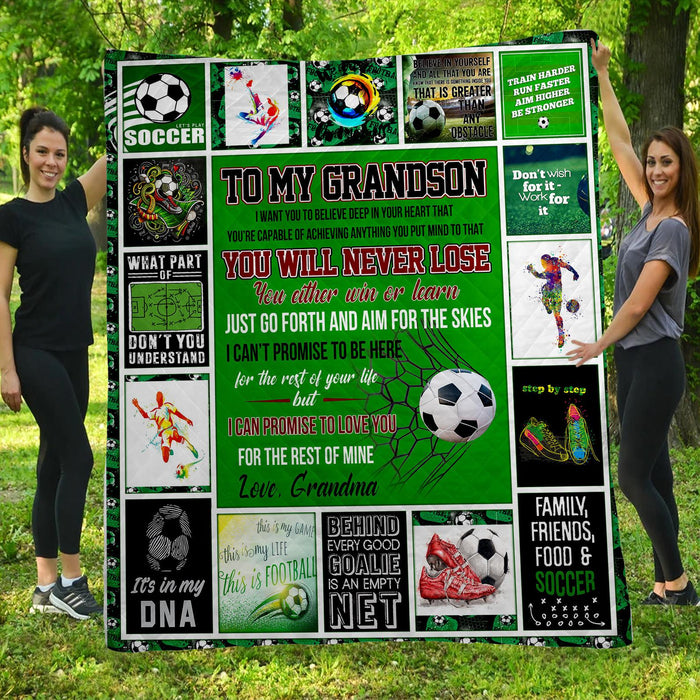 Personalized To My Grandson Soccer Fleece Blanket From Grandma Don't Wish For It - Walk For It Great Customized Gifts For Birthday Christmas Thanksgiving