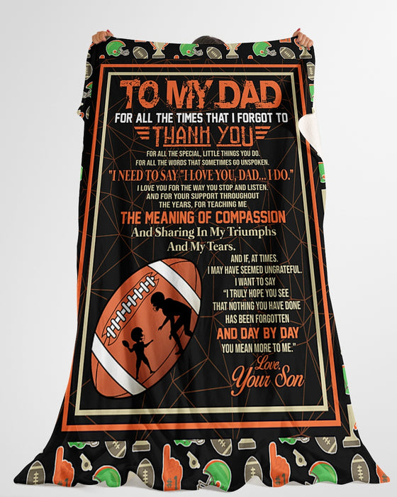 Personalized To My Dad Football Fleece Blanket From Son I Need To Say I Love You Great Customized Blanket For Father's Day Birthday Christmas Thanksgiving