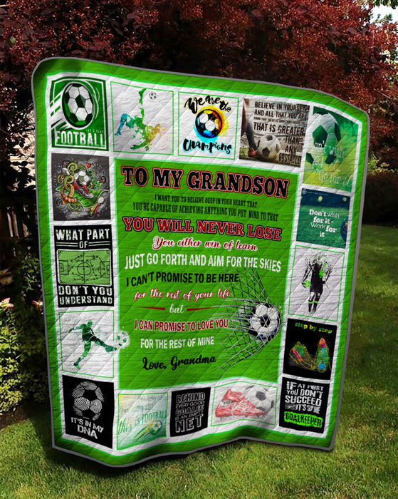 Personalized To My Grandson Soccer Fleece Blanket From Grandma You Will Never Lose Great Customized Gifts For Birthday Christmas Thanksgiving