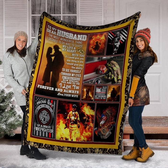 Personalized To My Husband Firefighter Fleece Blanket The Most Wonderful Thing Great Customized Gift For Father’s Day Anniversary Birthday Christmas Thanksgiving