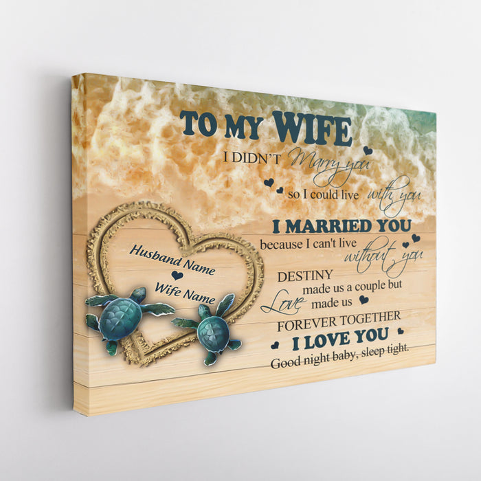 Personalized Gifts For Wife Personalized Gifts For Her To My Wife Turtle Lover Horizontal 0.75 In Canvas Gifts From Husband Customized Gifts For Birthday Christmas Thanksgiving Anniversary Valentine