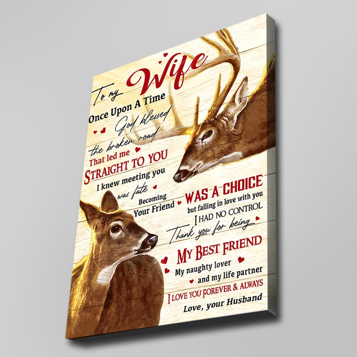 Personalized Deer To My Wife From Husband Deer Hunting Lover 0.75 In Framed Canvas, Deer Couple Decor Wall Art, Gifts For Christmas, Thanksgiving, Birthday, Valentine Day, Couple Art Prints