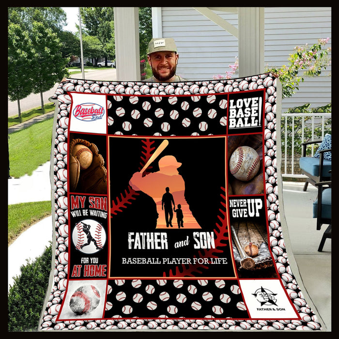 Father and Son Baseball Fleece Blanket Player For Life Great Customized Blanket Gift For Father's Day Birthday Christmas Thanksgiving