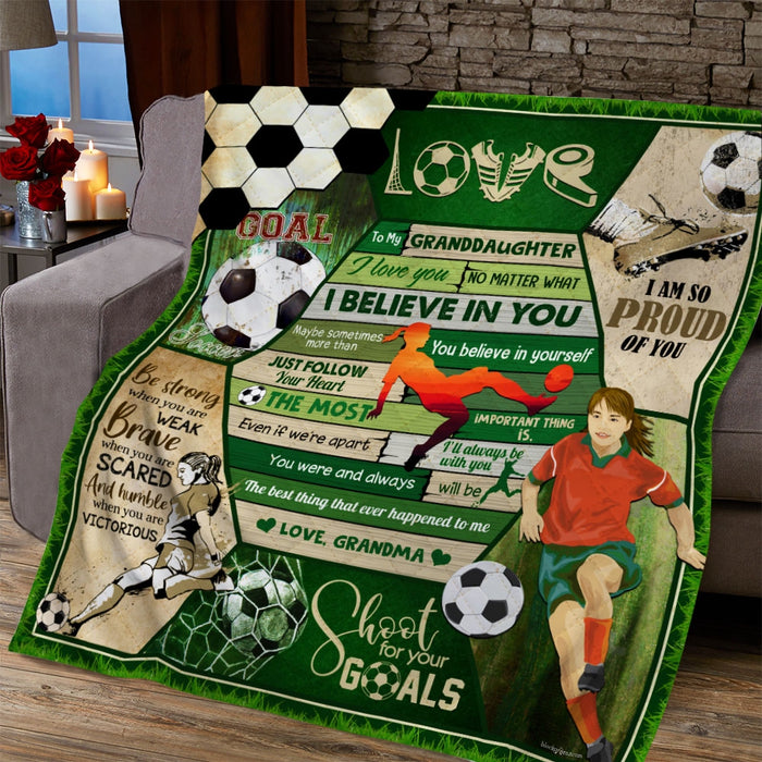 Personalized To My Granddaughter Soccer Fleece Blanket From Grandma I Believe In You Great Customized Blanket Gifts For Graduation Birthday Christmas Thanksgiving