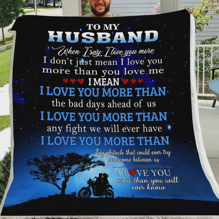 Personalized To My Husband Biker Fleece Blanket I Love You More Than You Will Ever Know Great Customized Blanket For Birthday Christmas Thanksgiving