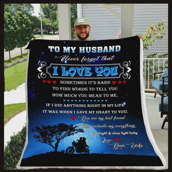 Personalized To My Husband Biker Fleece Blanket From Wife Never Forget That I Love You Great Customized Blanket For Birthday Christmas Thanksgiving