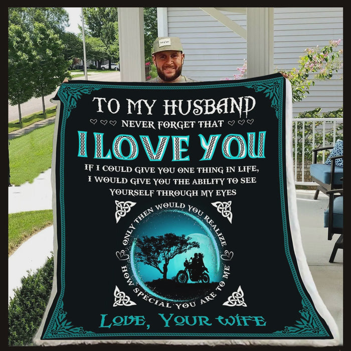 Personalized To My Husband Fleece Blanket From Wife Never Forget That I Love You Great Customized Blanket For Birthday Christmas Thanksgiving