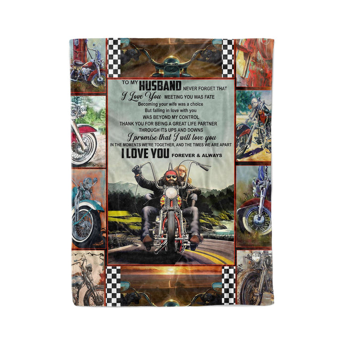Personalized To My Husband Biker Motorcycle Fleece Blanket Never Forget Love You Great Customized Blanket For Birthday Christmas Thanksgiving