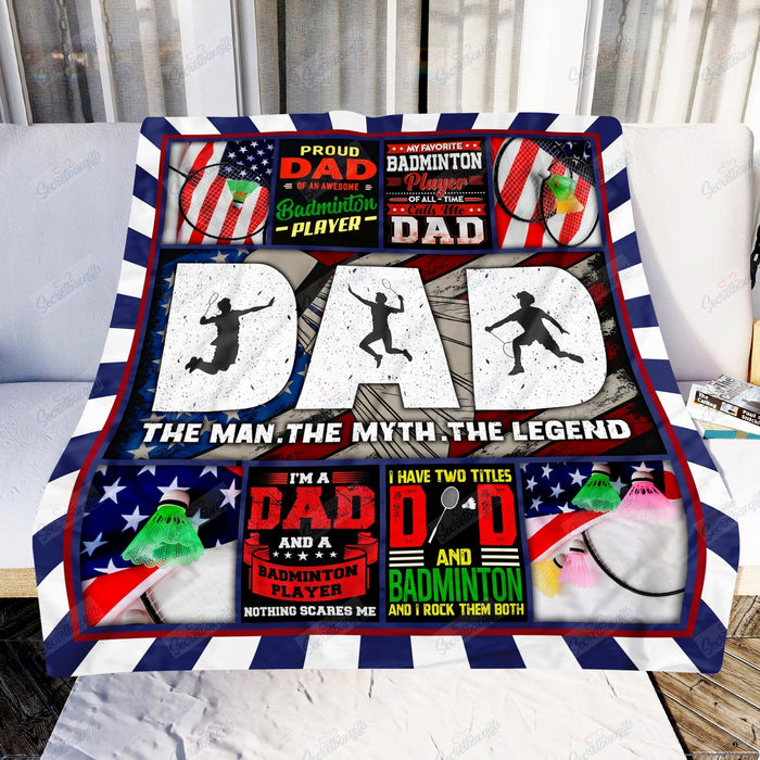 To My Dad Badminton Fleece Blanket The Man The Myth The Legend Great Customized Blanket Gift For Father's Day Birthday Christmas Thanksgiving