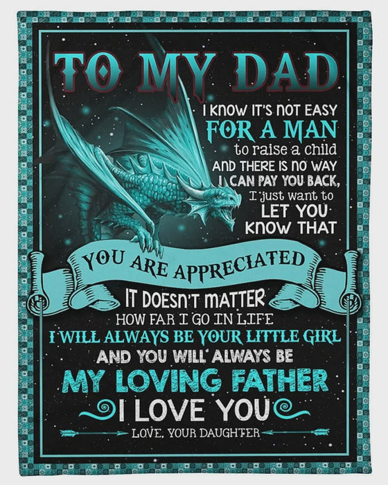 Personalized To My Dad Dragon Fleece Blanket From Daughter Let You Know That You Are Appreciated Great Customized Blanket Gifts For Mother's Day Birthday Christmas Thanksgiving