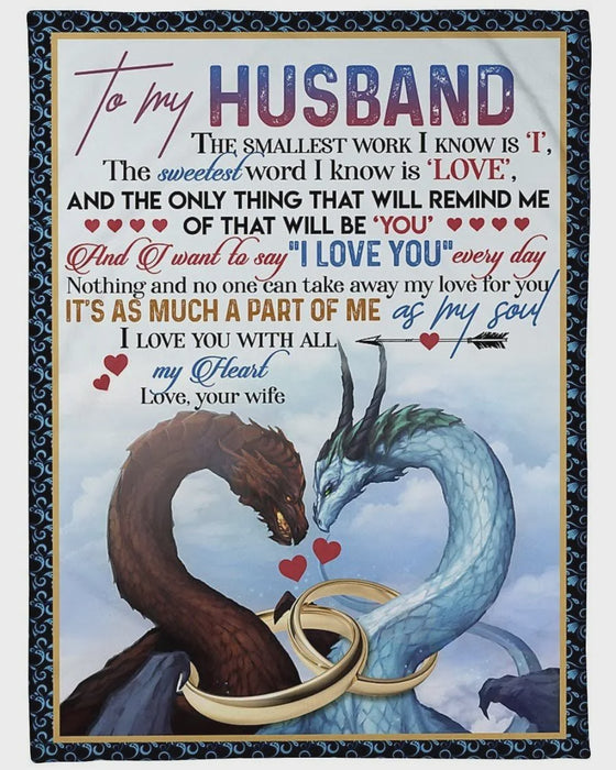 Personalized To My Husband Dragon Fleece Blanket From Wife I Love You With All My Heart Great Customized Blanket For Birthday Christmas Thanksgiving