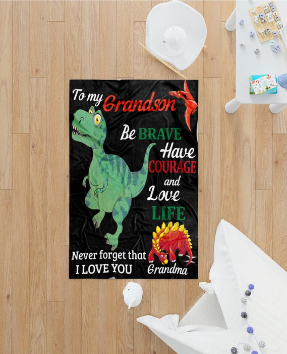 Personalized To My Grandson Dinosaur Fleece Blanket From Grandma Never Forget That I Love You Great Customized Blanket For Birthday Christmas Thanksgiving