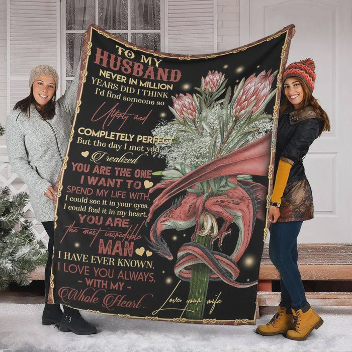 Personalized To My Husband Dragon Fleece Blanket From Wife The Day I Met You Great Customized Blanket For Birthday Christmas Thanksgiving