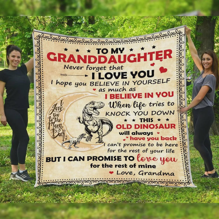 Personalized To My Granddaughter Fleece Blanket From Grandma This Old Dinosaur Will Always Have Your Back I Love You Great Customized Blanket For Birthday Christmas Thanksgiving