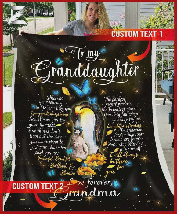 Personalized To My Granddaughter Penguin Fleece Blanket From Grandma I Will Always Be There Great Customized Blanket For Birthday Christmas Thanksgiving