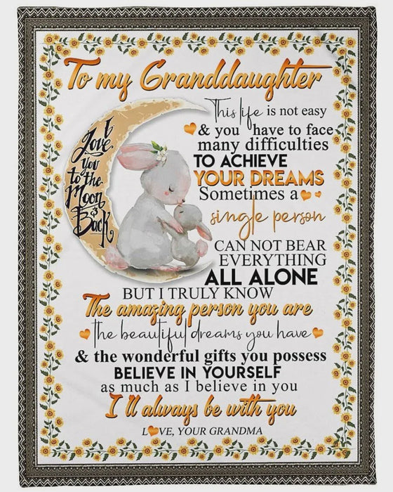 Personalized To My Granddaughter Rabbits Fleece Blanket From Grandma Believe In Yourself Great Customized Blanket For Birthday Christmas Thanksgiving