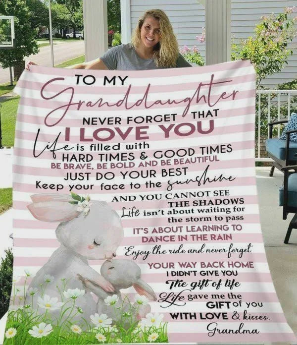Personalized To My Granddaughter Rabbits Fleece Blanket From Grandma Never Forget That I Lover You Great Customized Blanket For Birthday Christmas Thanksgiving