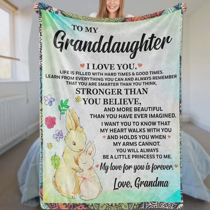 Personalized To My Granddaughter Bunny Fleece Blanket From Grandma My Love For You Is Forever Great Customized Blanket For Birthday Christmas Thanksgiving