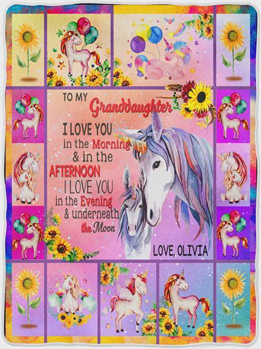 Personalized To My Granddaughter Unicorn Fleece Blanket Never Forget I Love You Great Customized Blanket For Birthday Christmas Thanksgiving