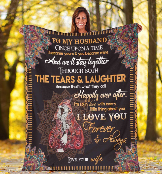 Personalized To My Husband Fox Fleece Blanket From Wife I'm So In Love With Every Little Thing About You Great Customized Gifts For Birthday Christmas Thanksgiving Father's Day