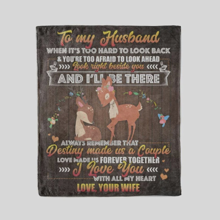 Personalized To My Husband Deer Fleece Blanket From Wife I Love You With All My Heart Great Customized Blanket For Birthday Christmas Thanksgiving