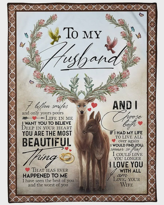 Personalized To My Husband Deer Fleece Blanket From Wife I Love You With All I Am Great Customized Gift For Birthday Christmas Thanksgiving Anniversary