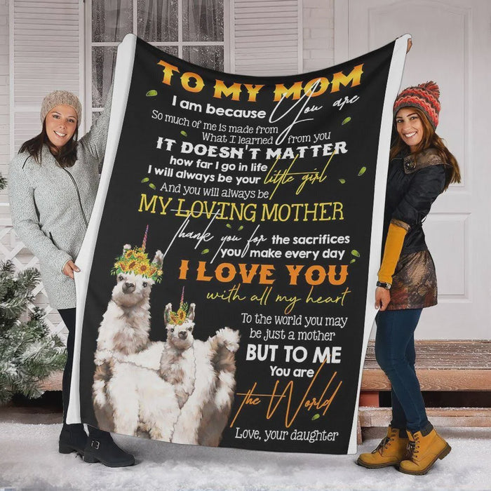 Personalized To My Mom Llama Fleece Blanket From Daughter I Love You With All My Heart Great Customized Blanket Gifts For Mother's Day Birthday Christmas Thanksgiving