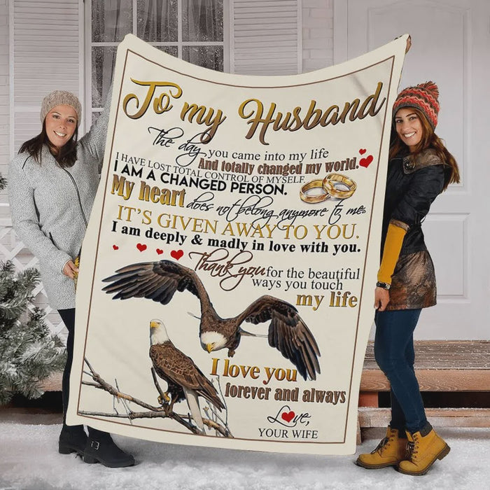 Personalized To My Husband Eagle Fleece Blanket From Wife I Love You Forever And Always Great Customized Blanket For Birthday Christmas Thanksgiving