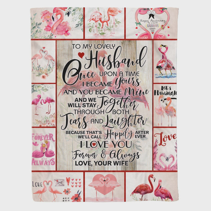 Personalized To My Husband Flamingo Fleece Blanket From Wife Once Upon A Time Great Customized Blanket Gifts For Valentine's Day Birthday Christmas Thanksgiving