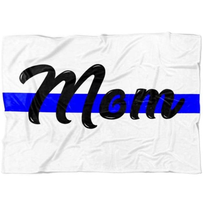 Thin Blue Line Mom Fleece Blanket Great Customized Gifts For Birthday Christmas Thanksgiving