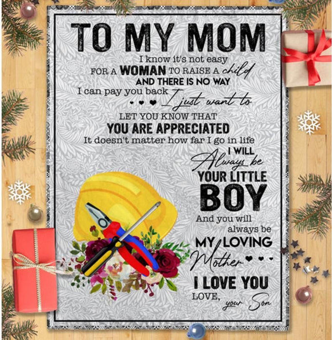 Personalized To My Mom Electrician Fleece Blanket From Son I Know It's Not Easy Great Customized Blanket Gifts For Mother's Day Birthday Christmas Thanksgiving