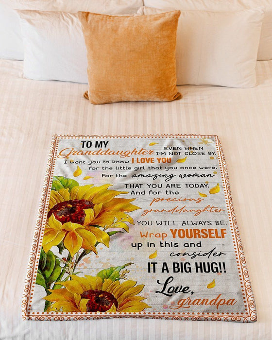 Personalized To My Granddaughter Sunflower Fleece Blanket From Grandpa  I Want You To Know I Love You Great Customized Blanket For Birthday Christmas Thanksgiving