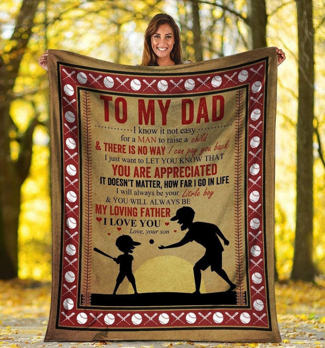 Personalized To My Dad Baseball Fleece Blanket From Son I Know It's Not Easy Great Customized Blanket For Birthday Christmas Thanksgiving