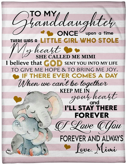Personalized Elephants to My Granddaughter Blanket Gifts for Granddaughter from Grandma Once Upon a time There was a Little Girl who Stole My Heart Blanket for Birthday Christmas