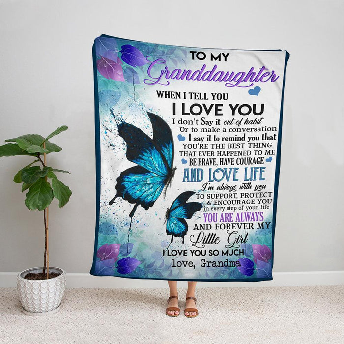 Personalized Butterfly To My Granddaughter Fleece Blanket From Grandma You Are Always And Forever My Little Girl I Love You So Much Great Customized Blanket Gifts For Birthday Christmas Thanksgiving
