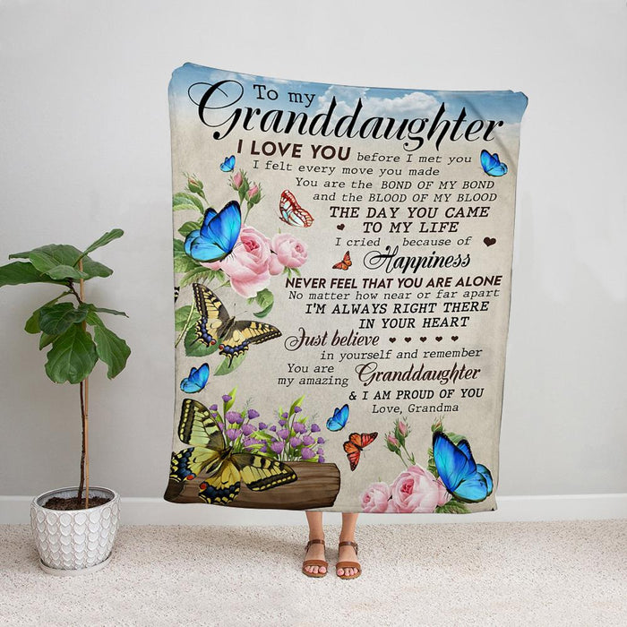 Personalized Butterfly To My Granddaughter Fleece Blanket From Grandma You Are My Amazing Granddaughter And I Am Proud Of You Great Customized Blanket Gifts For Birthday Christmas Thanksgiving