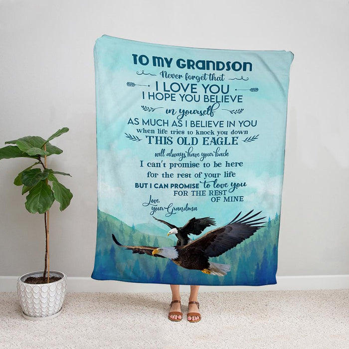 Personalized Eagle To My Grandson Fleece Blanket From Grandma I Can Promise To Love You For The Rest Of Mine Great Customized Blanket Gifts For Birthday Christmas Thanksgiving
