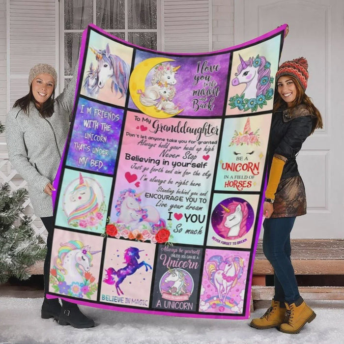 Personalized Unicorn To My Granddaughter Fleece Blanket I Love You So Much Great Customized Blanket Gifts For Birthday Christmas Thanksgiving