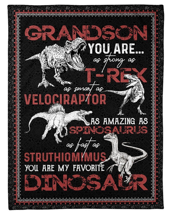 Personalized Grandson From Grandma Grandpa You Are My Favorite Dinosaur Fleece Blanket Great Customized Gifts For Birthday Christmas Thanksgiving
