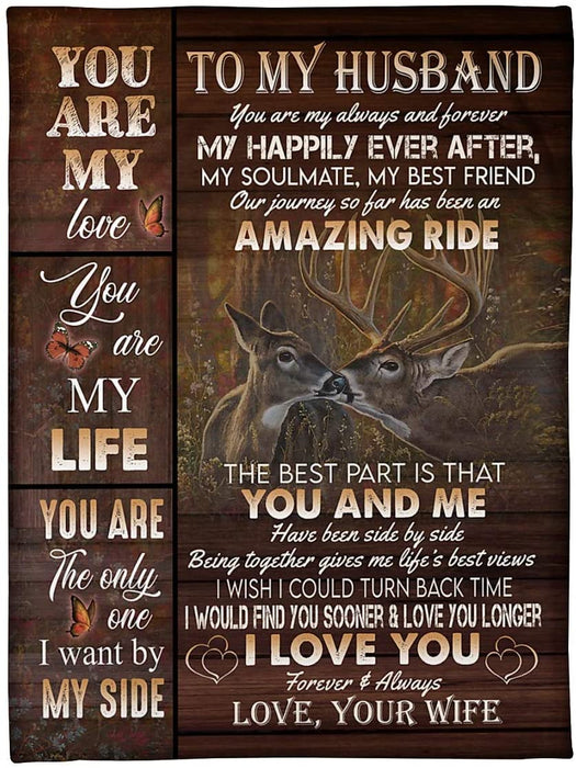 Personalized Deer to My Husband Blanket for Husband from Wife You are My Always and Forever Great Customized Blanket for Birthday Christmas Wedding (Multi 9)