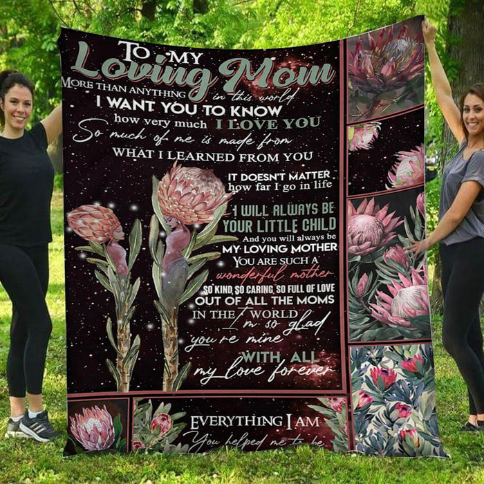 Personalized Protea To My Mom I Want You To Know How Very Much I Love You Fleece Blanket Great Customized Gifts For Birthday Christmas Thanksgiving Mother's Day