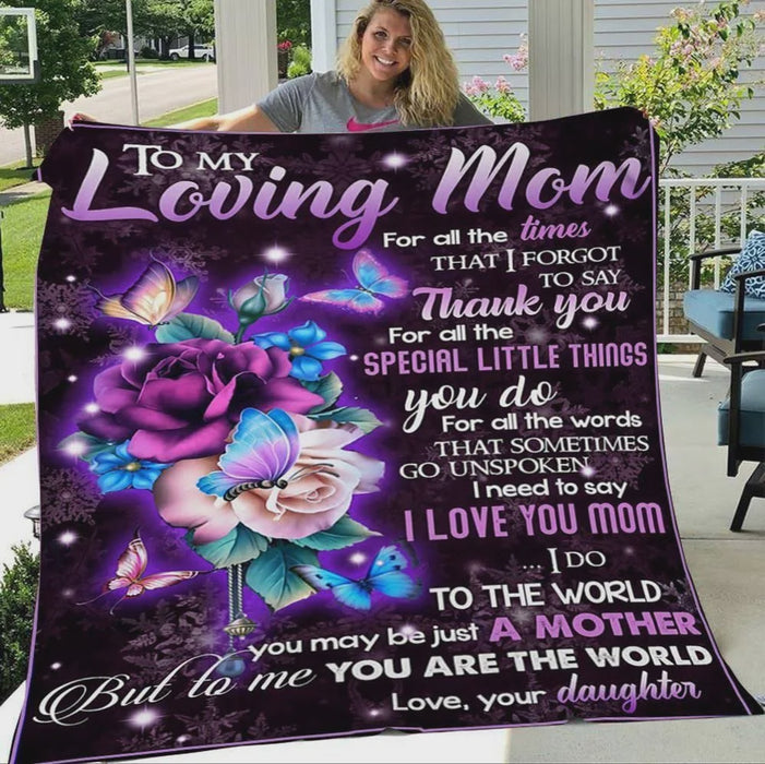 Personalized Rose To My Mom From Daughter Thank You For All Special Little Things You Do Fleece Blanket Great Customized Gifts For Birthday Christmas Thanksgiving Mother's Day