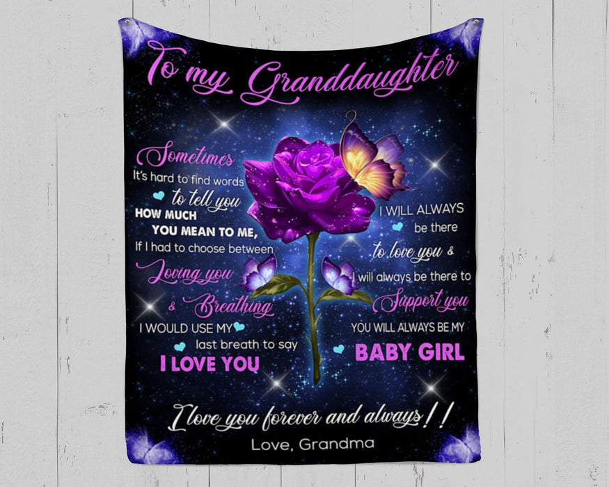 Personalized Rose To My Granddaughter From Grandma I Love You Forever And Always Fleece Blanket Great Customized Gifts For Birthday Christmas Thanksgiving