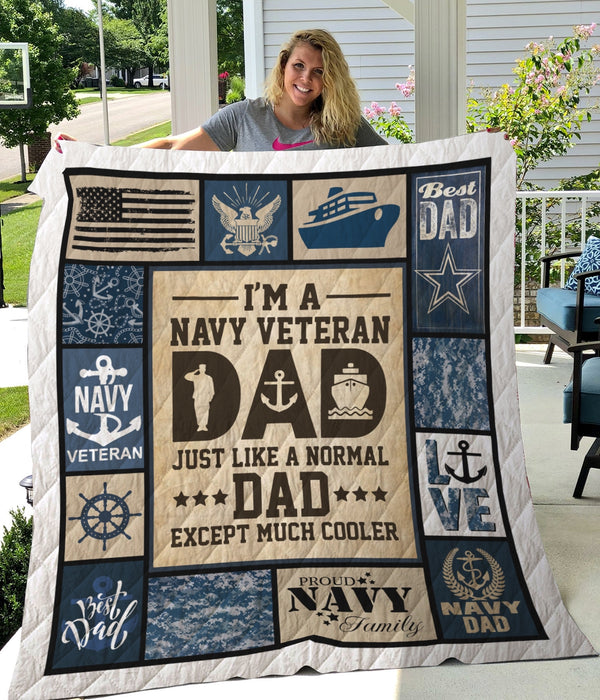 To My Navy Veteran Dad Fleece Blanket Proud Navy Family Great Customized Gift For Birthday Christmas Thanksgiving Father's Day