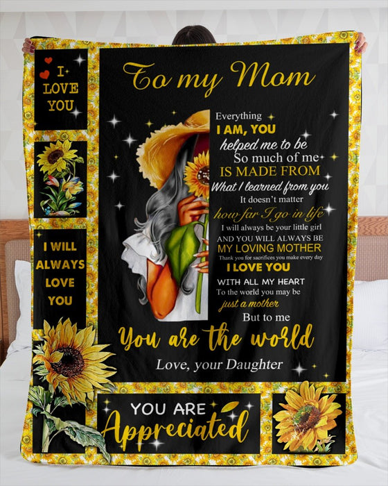 Personalized Sunflower To My Mom Fleece Blanket From Daughter You Are Appreciated Great Customized Blanket Gifts For Birthday Christmas Thanksgiving