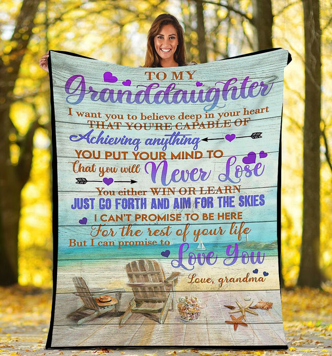 Personalized Beach To My Granddaughter Fleece Blanket From Grandma I Can Promise To Love You For The Rest Of Mine Great Customized Blanket Gifts For Birthday Christmas Thanksgiving