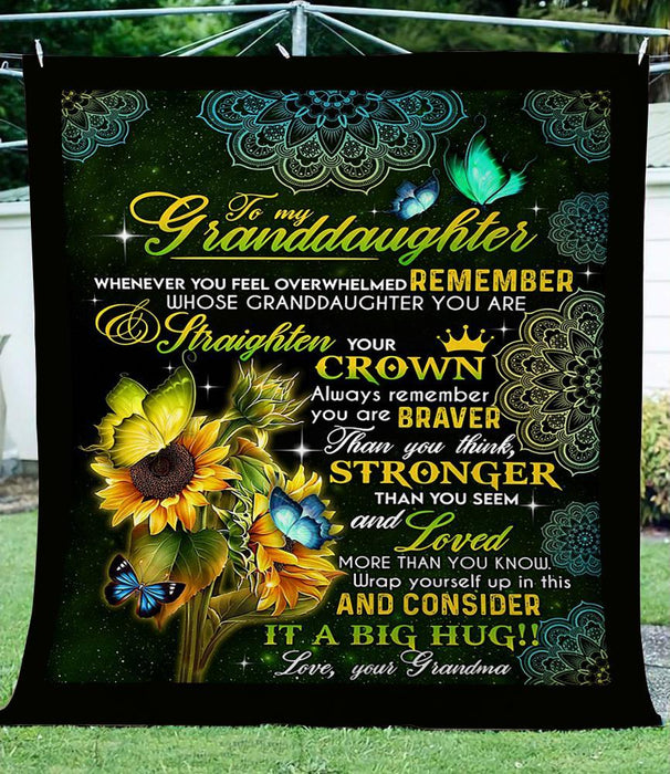 Personalized Sunflower To My Granddaughter Fleece Blanket From Grandma Always Remember You Are Braver Than You Think Great Customized Blanket Gifts For Birthday Christmas Thanksgiving