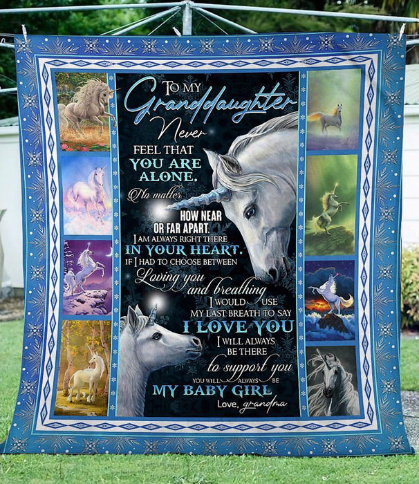 Personalized Unicorn To My Granddaughter Fleece Blanket From Grandma I Will Always Be There To Support You Great Customized Blanket Gifts For Birthday Christmas Thanksgiving